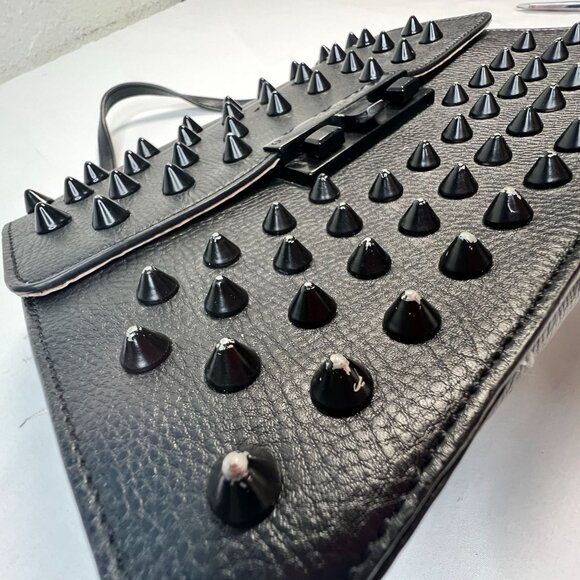 Foly + Corinna Skyline Bandit Drop Lock Top Handle Black Spike Studded Bag Punk - Picture 13 of 14